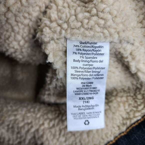 Boys Wonder Nation Sherpa-Lined Denim Jacket Button Up Youth Size XXL 18 - Picture 6 of 9